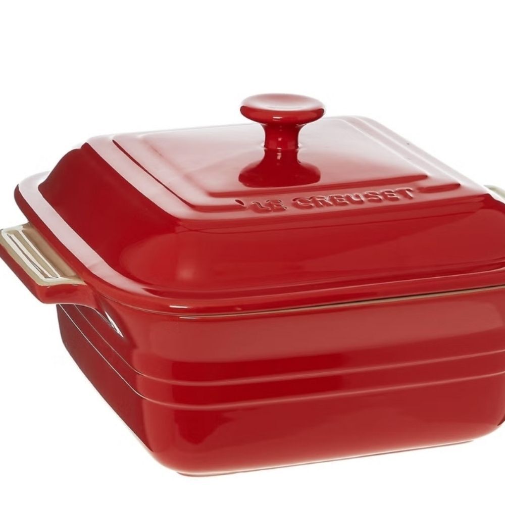 Le‎ Creuset Stoneware Classic 3QT Square Covered Baking Dish- Carmin